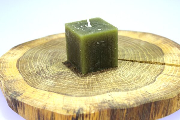 BDK-GLASS 1ks Svíčka kostka 4cm - khaki