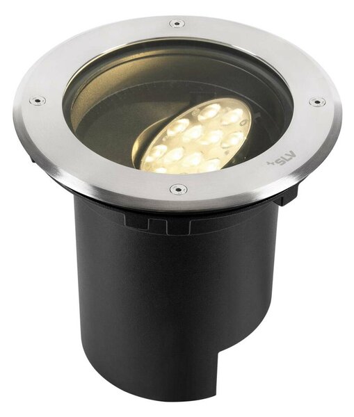 BIG WHITE SLV DASAR® L svítidlo do země, asymetrické, 3000K, 70°/40°, IP65/IP67, kulaté, nerezová ocel / černá 1009168