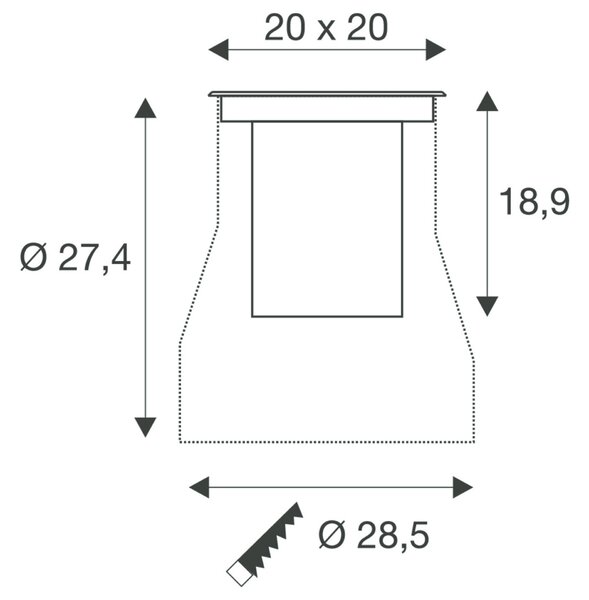 BIG WHITE SLV DASAR® L svítidlo do země, asymetrické, 3000K, 70°/40°, IP65/IP67, hranaté, nerezová ocel / černá 1009169