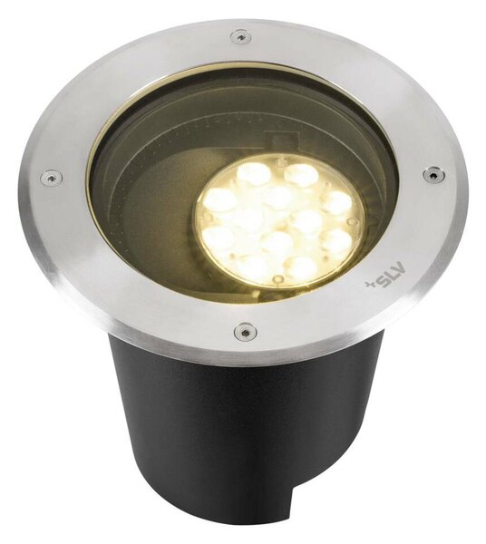 BIG WHITE SLV DASAR® L svítidlo do země, asymetrické, 3000K, 70°/40°, IP65/IP67, kulaté, nerezová ocel / černá 1009168