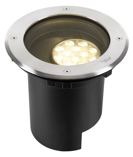 BIG WHITE SLV DASAR® L svítidlo do země, asymetrické, 3000K, 70°/40°, IP65/IP67, kulaté, nerezová ocel / černá 1009168