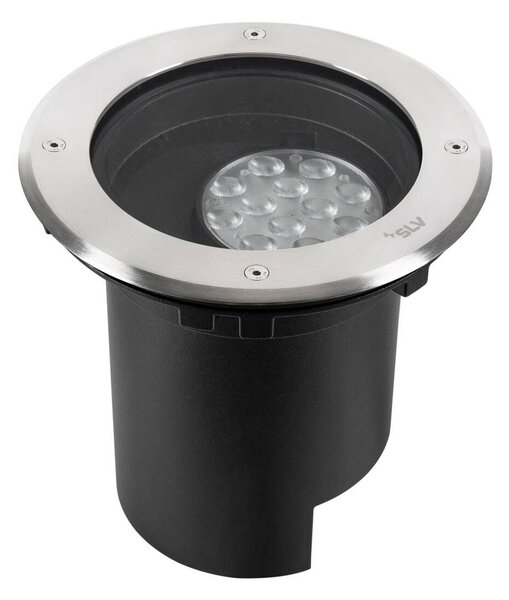 BIG WHITE SLV DASAR® L svítidlo do země, asymetrické, 3000K, 70°/40°, IP65/IP67, kulaté, nerezová ocel / černá 1009168