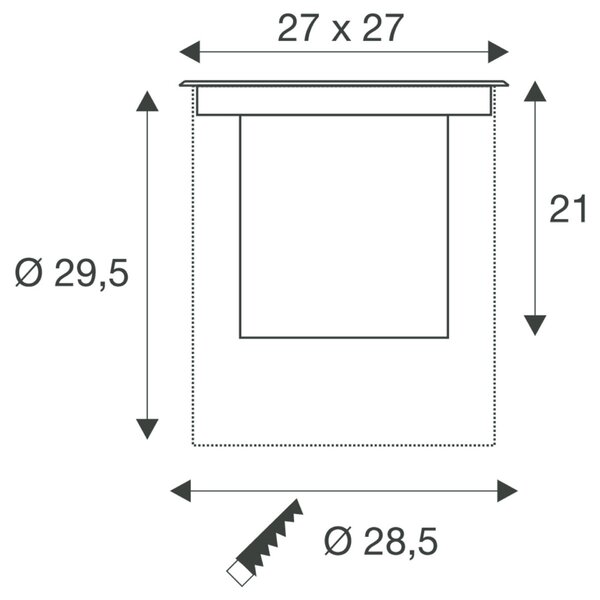 BIG WHITE SLV DASAR® XL svítidlo do země, asymetrické, 3000K, 70°/40°, IP65/IP67, čtvercové, nerezová ocel / černá 1009171