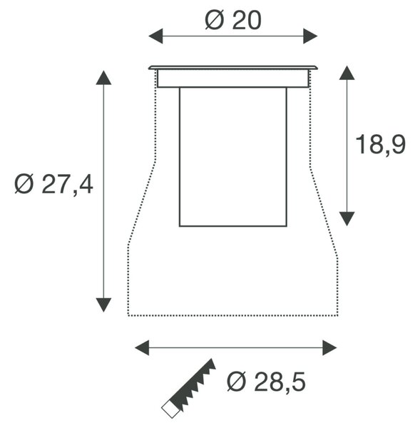 BIG WHITE SLV DASAR® L svítidlo do země, asymetrické, 3000K, 70°/40°, IP65/IP67, kulaté, nerezová ocel / černá 1009168