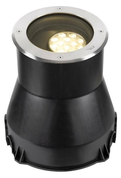 BIG WHITE SLV DASAR® L svítidlo do země, asymetrické, 3000K, 70°/40°, IP65/IP67, kulaté, nerezová ocel / černá 1009168