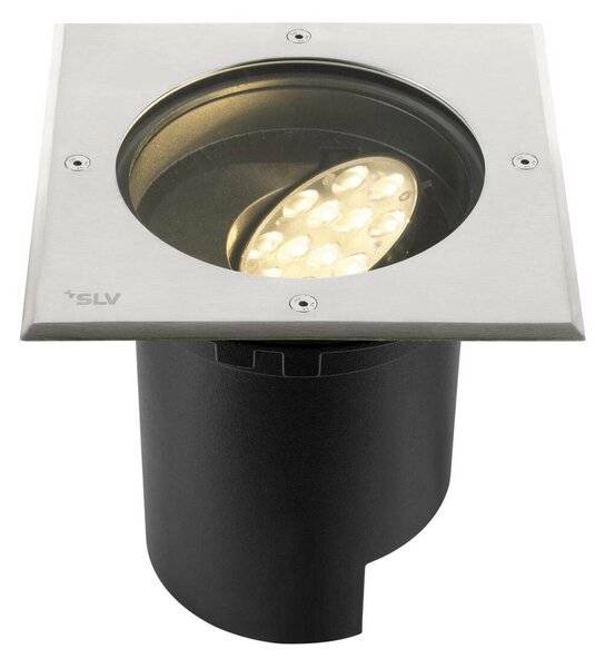 BIG WHITE SLV DASAR® L svítidlo do země, asymetrické, 3000K, 70°/40°, IP65/IP67, hranaté, nerezová ocel / černá 1009169