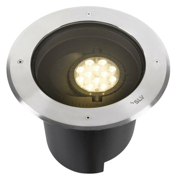 BIG WHITE SLV DASAR® XL svítidlo do země, asymetrické, 3000K, 70°/40°, IP65/IP67, kulaté, nerezová ocel / černá 1009170