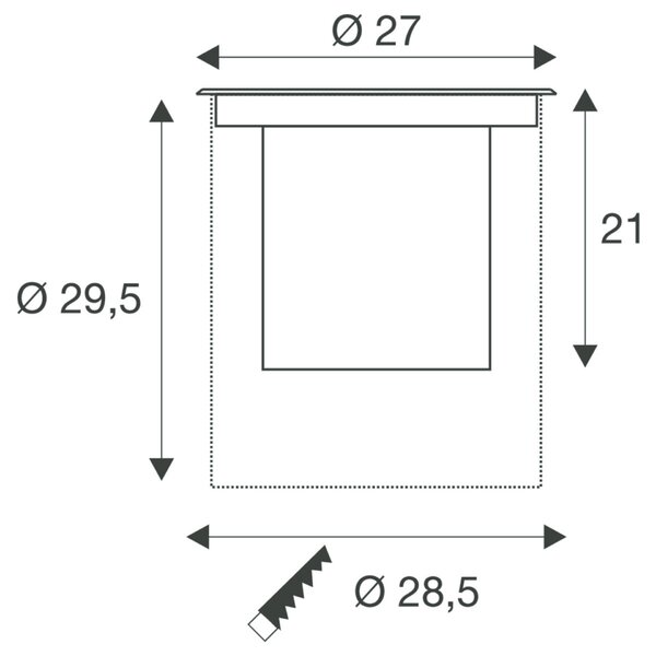 BIG WHITE SLV DASAR® XL svítidlo do země, asymetrické, 3000K, 70°/40°, IP65/IP67, kulaté, nerezová ocel / černá 1009170