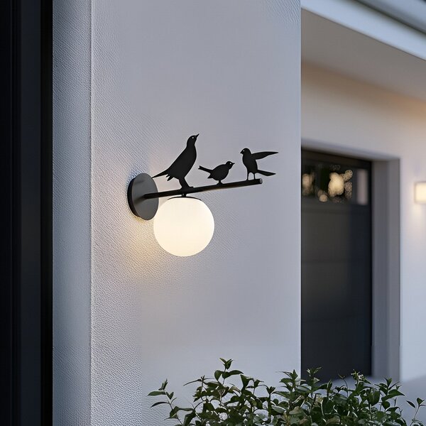 Venkovní svítidla Lindby, Lintu Bird, stmívatelné, Černá, Balkon, Kov, Venkovský / rustikální