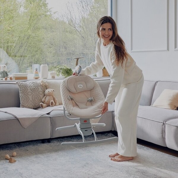 Lionelo - Dětské houpátko s melodií RIO 4xC Beige Latte + dálkové ovládání