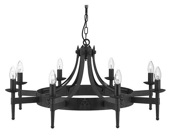 Searchlight 2428-8BK - Lustr na řetězu CARTWHEEL 8xE14/60W/230V černá