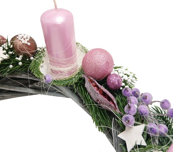Adventní věnec šedo růžový Adventní věnec