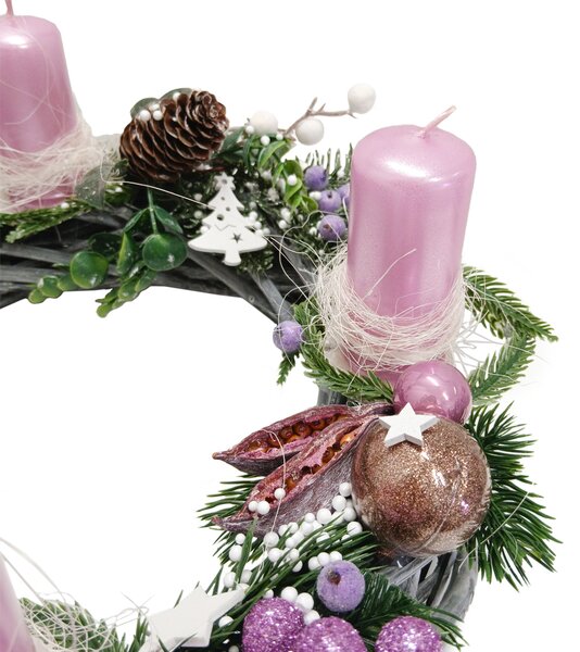Adventní věnec šedo růžový Adventní věnec
