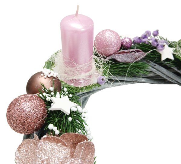 Adventní věnec šedo růžový Adventní věnec