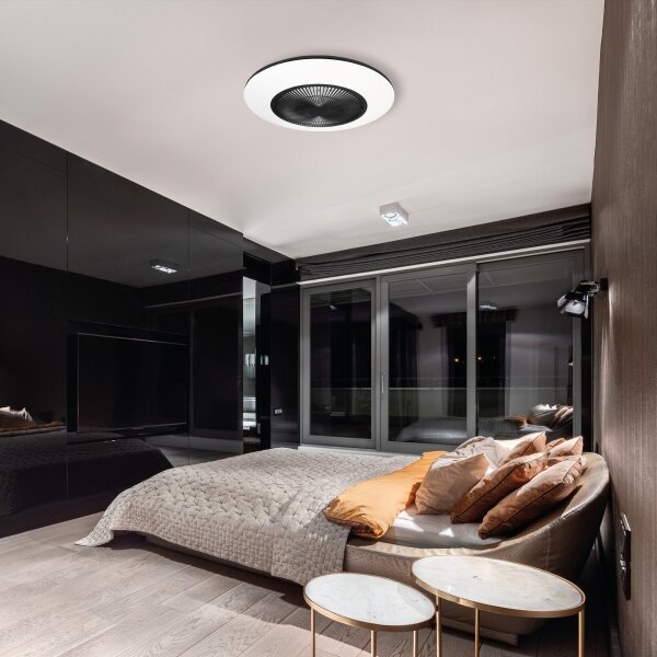 LED Stmívatelné stropní svítidlo s ventilátorem ARIA LED/38W/230V černá/bílá +DO
