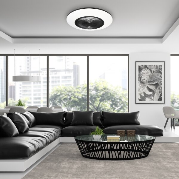 LED Stmívatelné stropní svítidlo s ventilátorem ARIA LED/38W/230V černá/bílá +DO