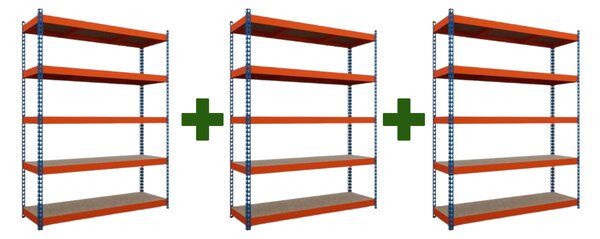 Akční balíček Kovový regál série TITAN 216x140x40 5 polic nosnost 1500 kg - 3 ks