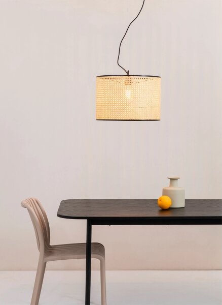 FARO 64314-49 - Lustr na lanku MAMBO 1xE27/15W/230V pr. 45 cm ratan/černá