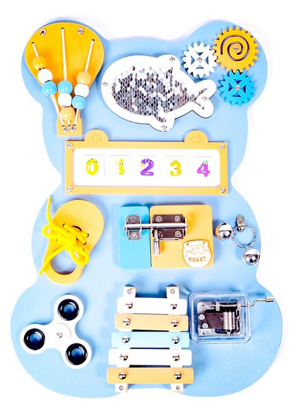 Aga4Kids Montessori dřevěná tabule Medvěd Modrý
