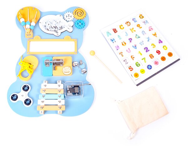 Aga4Kids Montessori dřevěná tabule Medvěd Modrý