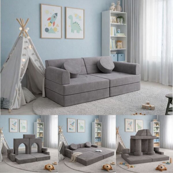 Designová modulární pohovka pro děti 150 cm, šedá