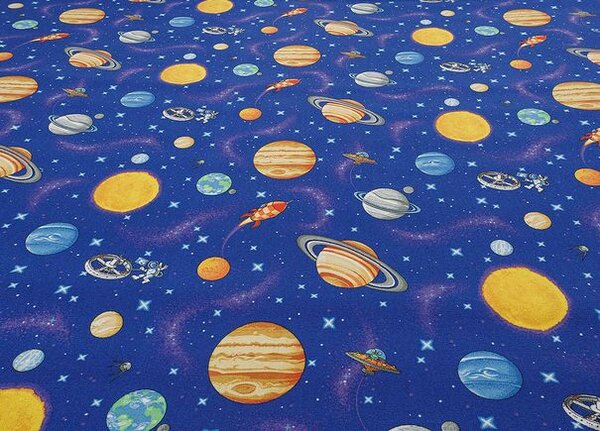 Breno Metrážový koberec GALAXY 78 modrý vesmír, šíře 400 cm, Modrá/Vícebarevné