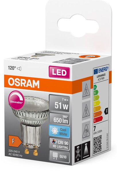 Stmívatelná LED bodovka GU10 7,9 W, studená bílá
