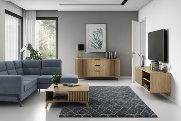 Konferenční stolek se zásuvkou ENTSIAN 80x80cm, dub artisan