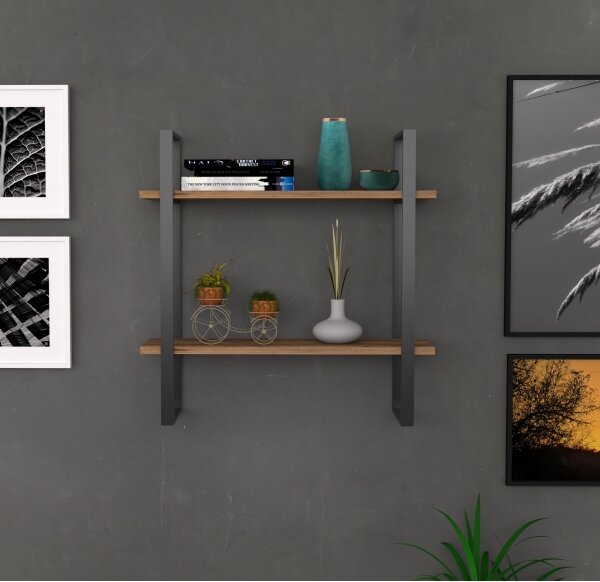 Nástěnná police BUBA 70x70 cm hnědá/antracit