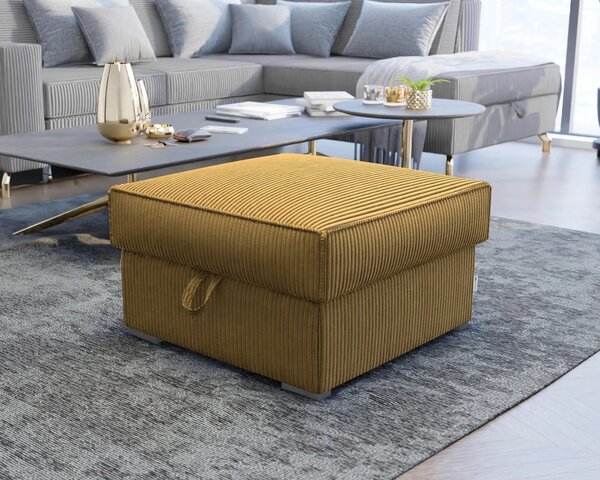 Hořčicový taburet SMART COSARO s úložným prostorem 65x65 cm