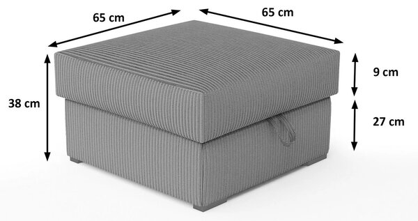 Hořčicový taburet SMART COSARO s úložným prostorem 65x65 cm