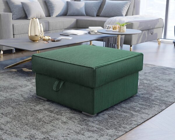 Tmavě zelený taburet SMART COSARO s úložným prostorem 65x65 cm