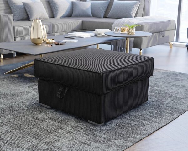 Černý taburet SMART COSARO s úložným prostorem 65x65 cm