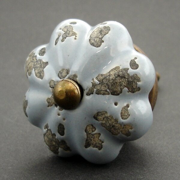 Keramická úchytka-Šedý květ s patinou Barva kovu: stříbrná