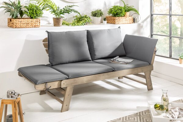 Zahradní lavička MODULAR GREY 152 CM masiv akácie Exteriér | Zahradní lavice