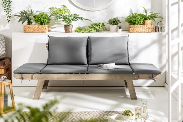 Zahradní lavička MODULAR GREY 152 CM masiv akácie Exteriér | Zahradní lavice