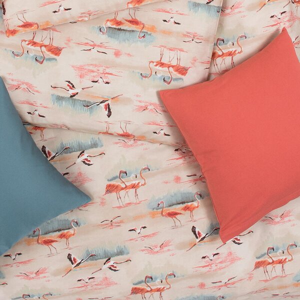 Povlečení SATÉN DESIGN flamingo písková 240 x 200/70 x 90 cm