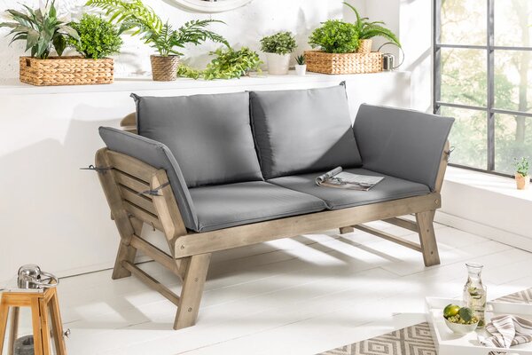 Zahradní lavička MODULAR GREY 152 CM masiv akácie Exteriér | Zahradní lavice