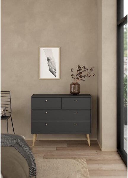 Antracitová nízká komoda 99x82 cm Bodo – Tvilum