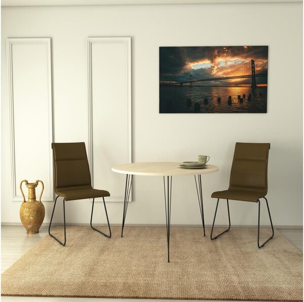 Jídelní stůl SANDALF 90 cm béžová/černá