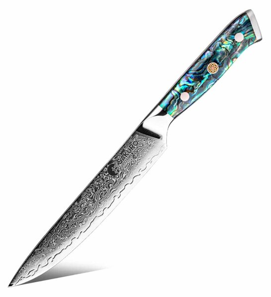 Víceúčelový nůž z damaškové oceli SaKuRo Ocean Shell 15,2 cm