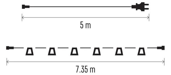Spojovací světelný řetěz na 10 žárovek E27 START SET, 7,35 m, venkovní i vnitřní