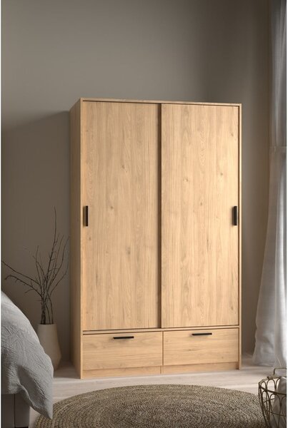 Šatní skříň v dekoru dubu s posuvnými dveřmi v přírodní barvě 121x200 cm Line – Tvilum