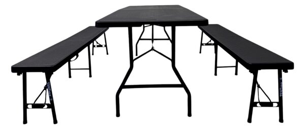 TENTino Plastový pivní set skládací BLACK - 180 cm