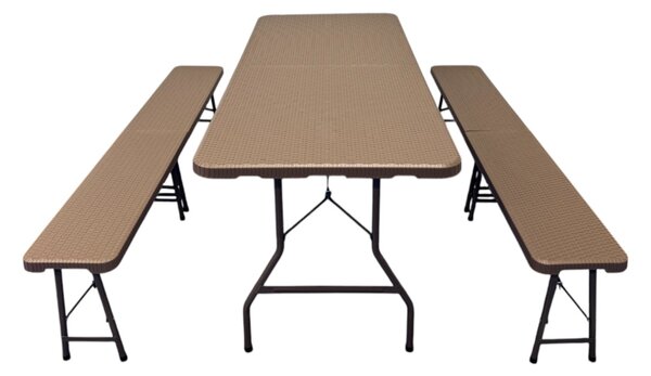 TENTino Plastový pivní set skládací RATTAN - 180 cm