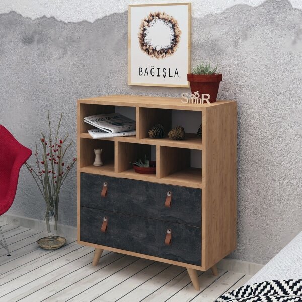 Komoda MARCO 70x86x40 cm antracit/hnědá