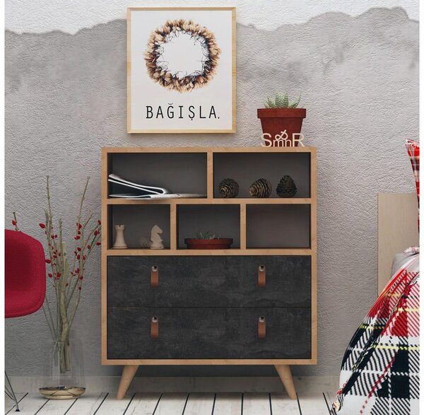 Komoda MARCO 70x86x40 cm antracit/hnědá