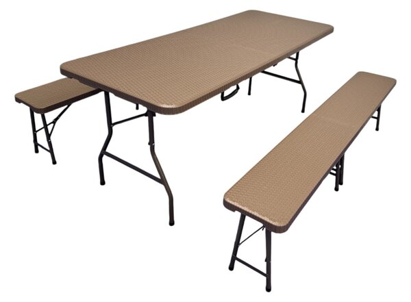 TENTino Plastový pivní set skládací RATTAN - 180 cm