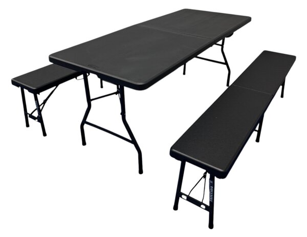 TENTino Plastový pivní set skládací BLACK - 180 cm
