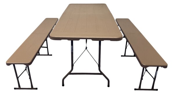 TENTino Plastový pivní set skládací WOOD - 180 cm